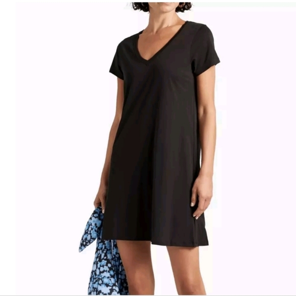 ATM Jersey Short Sleeve Mini Dress In Black Size S NWT'S